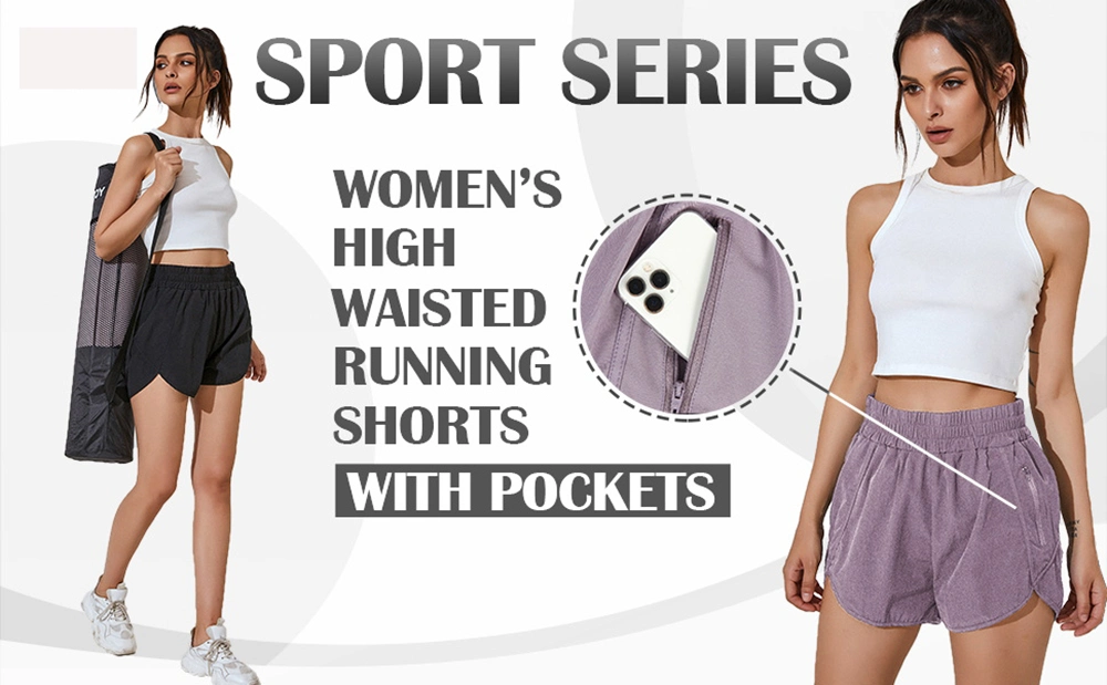 Women′ S Running Shorts Elastic High Waisted Shorts