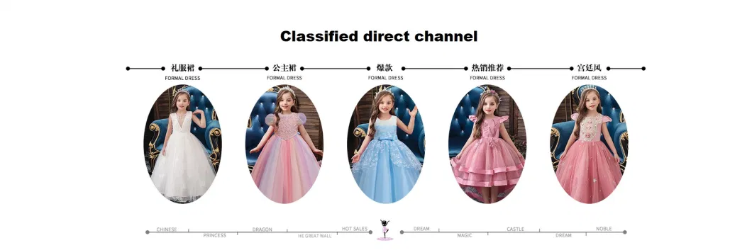 Children Clothes Embroider Kids Ball Gowns High Quality Apparel Tailing Flower Girl Dress