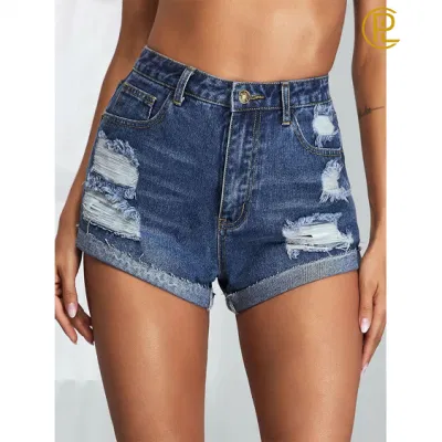 Vendas quentes verão clássico buraco azul mulheres shorts jeans