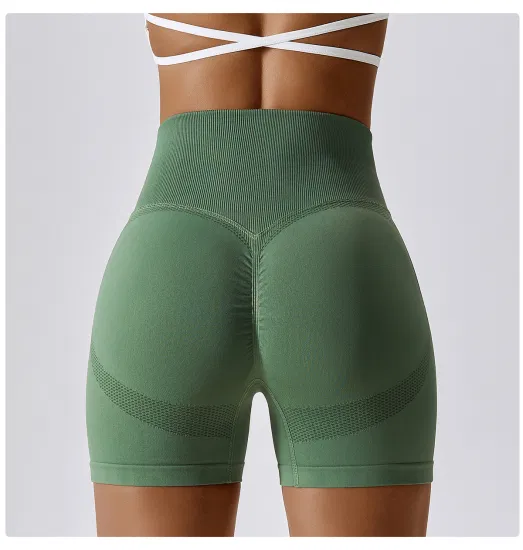 Meninas sem costura yoga shorts alta elástica seca mais rápido pêssego quadris calças de fitness cintura alta apertado correndo shorts